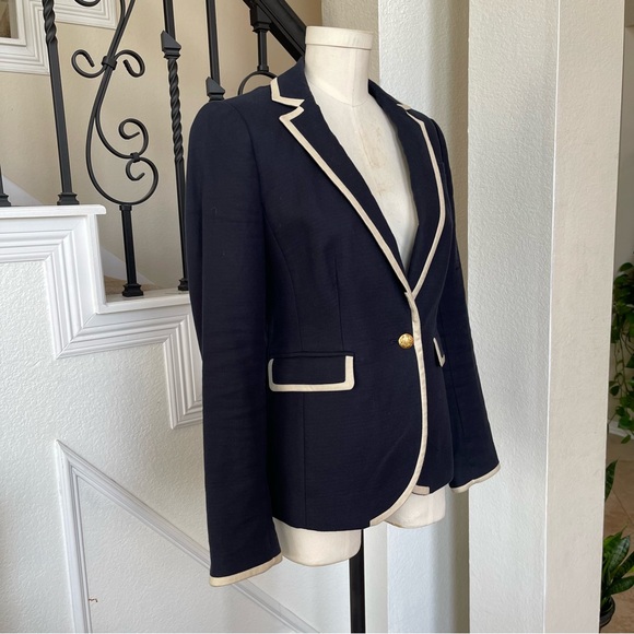 Banana Republic tipped blazer navy blue cream size 4 - Picture 3 of 4